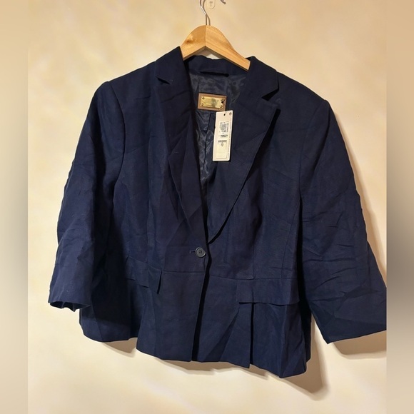 NWT- Per Una- Linen Button up Jacket in Midnight Blue - Picture 1 of 7